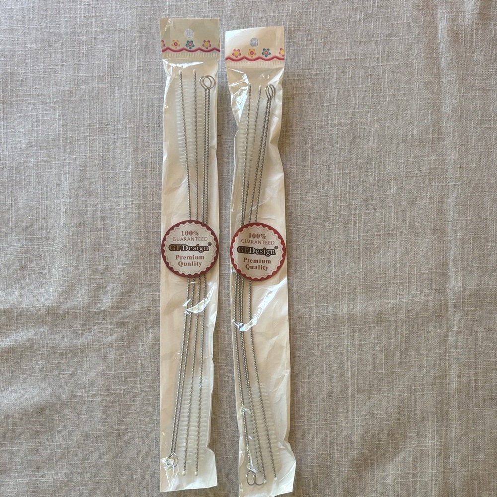 Stainless Steel Straw Set with Cleaning Brushes - 2 sets of 4
